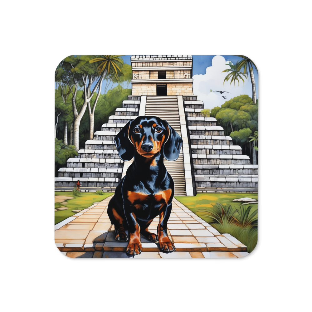 PugMug Custom Black Dachshund Coaster