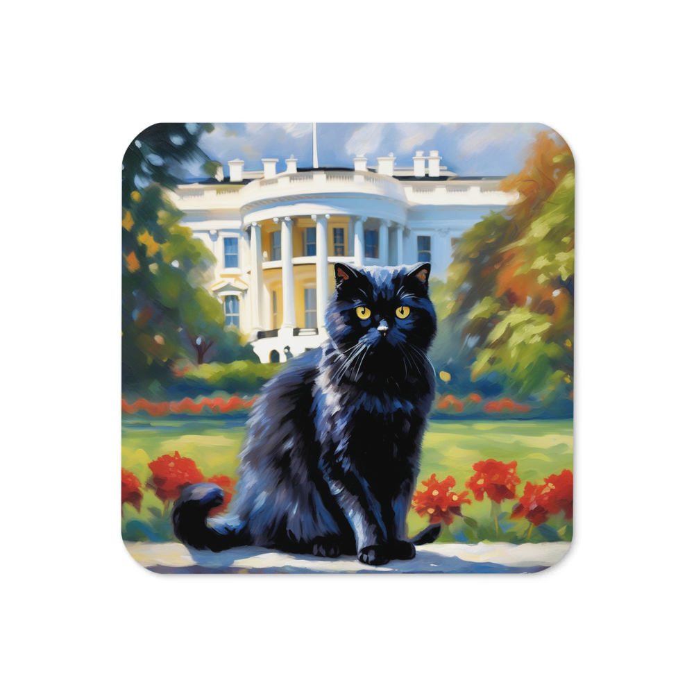 PugMug Custom Black Scottish Fold Cat Coaster