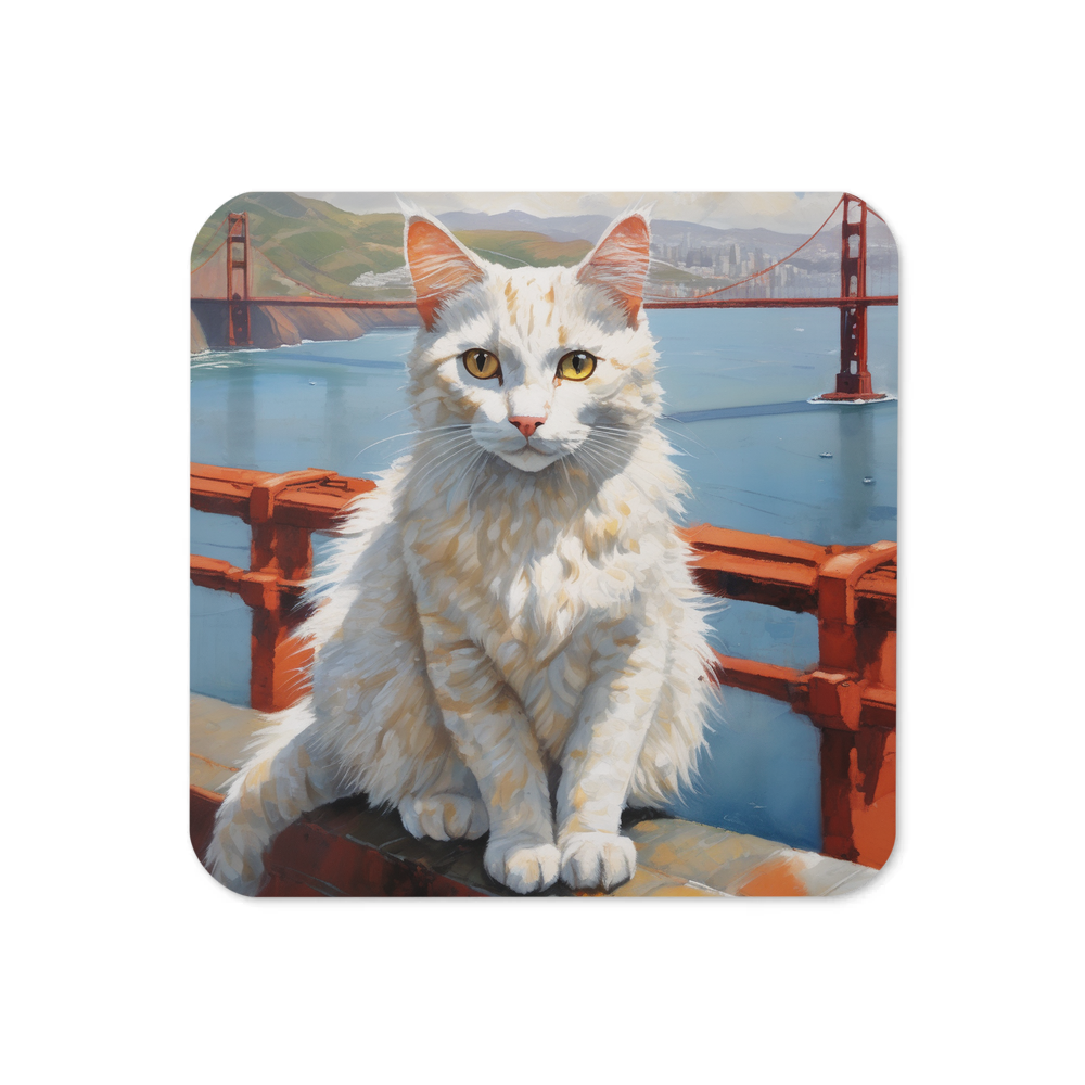 PugMug Custom White Companion Cat Coaster