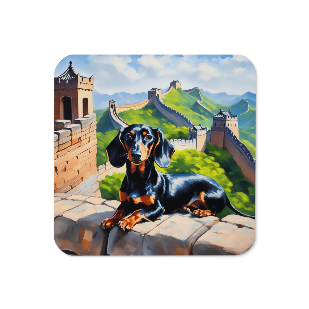 PugMug Custom Black Dachshund Coaster