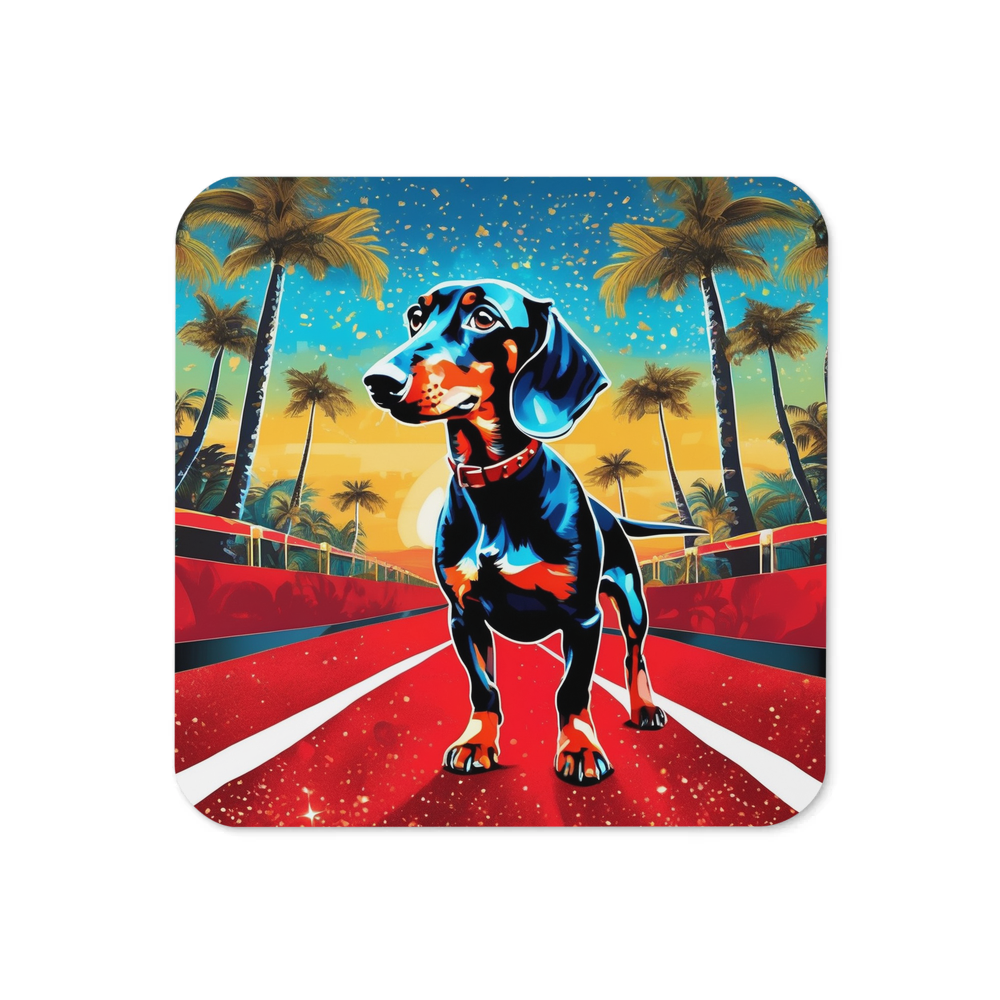 PugMug Custom Black Dachshund Coaster