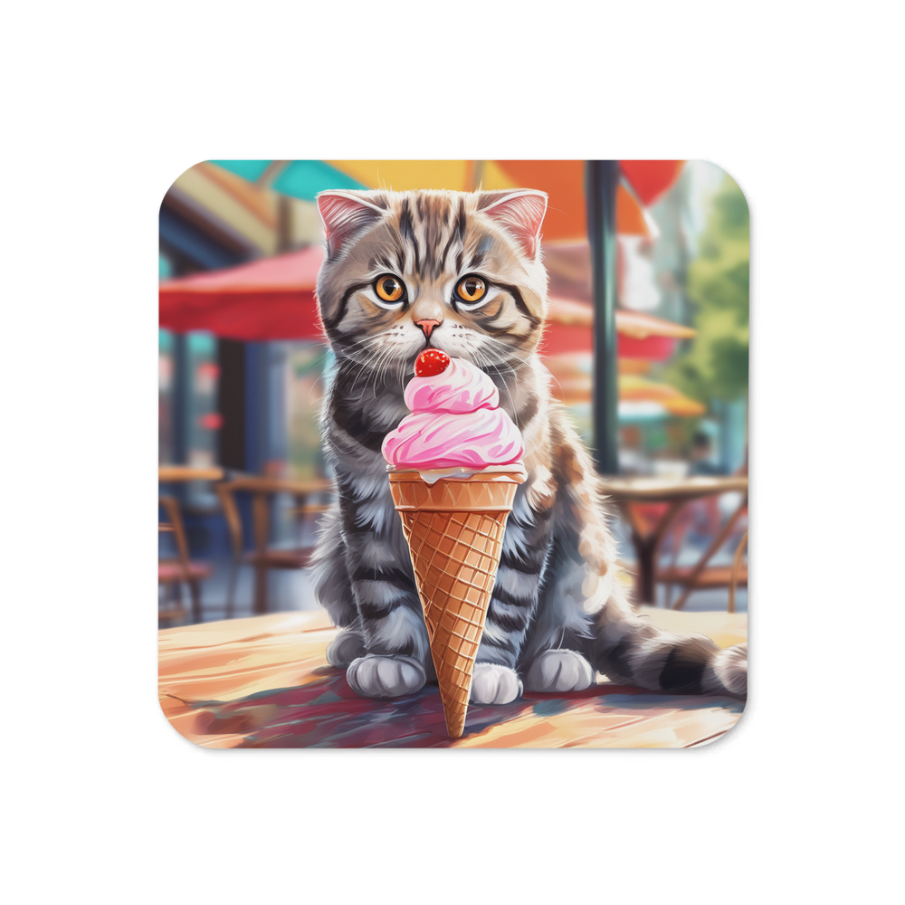 PugMug Custom Tabby Scottish Fold Cat Coaster