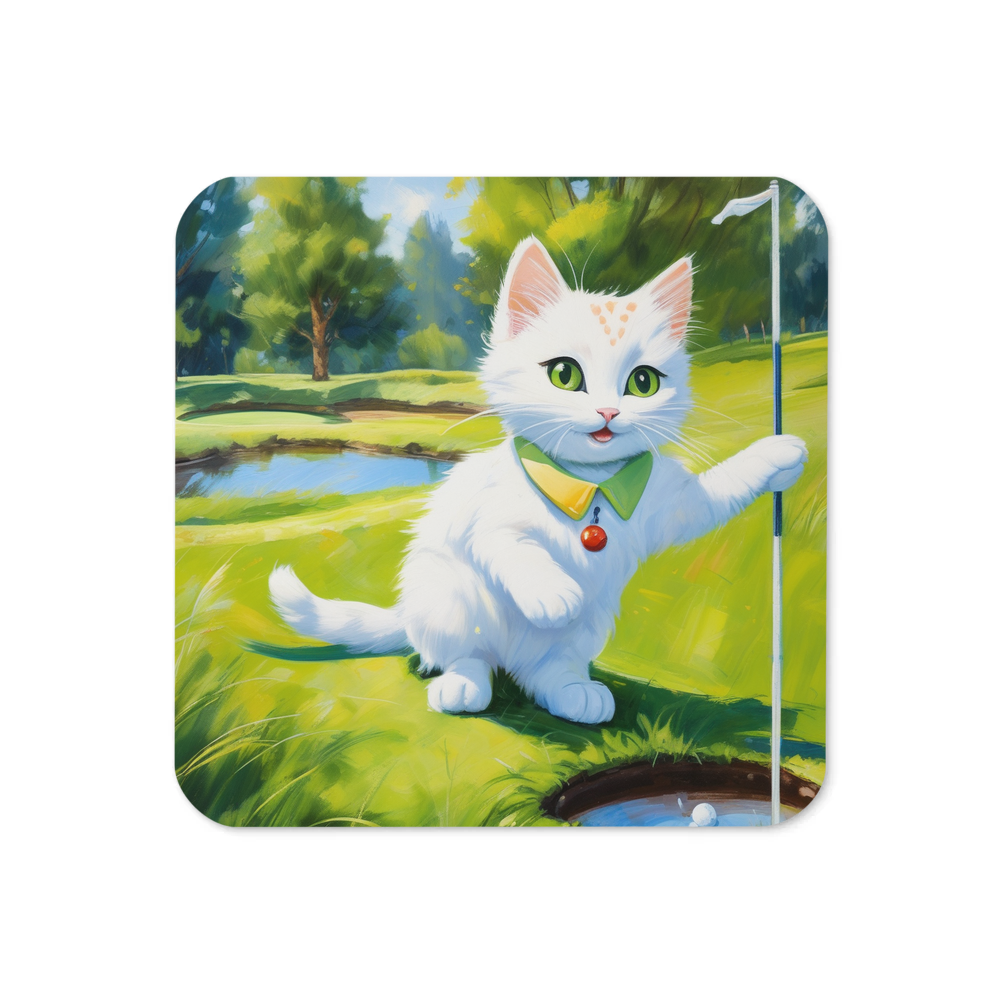 PugMug Custom White Companion Cat Coaster