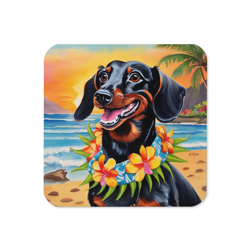 PugMug Custom Black Dachshund Coaster