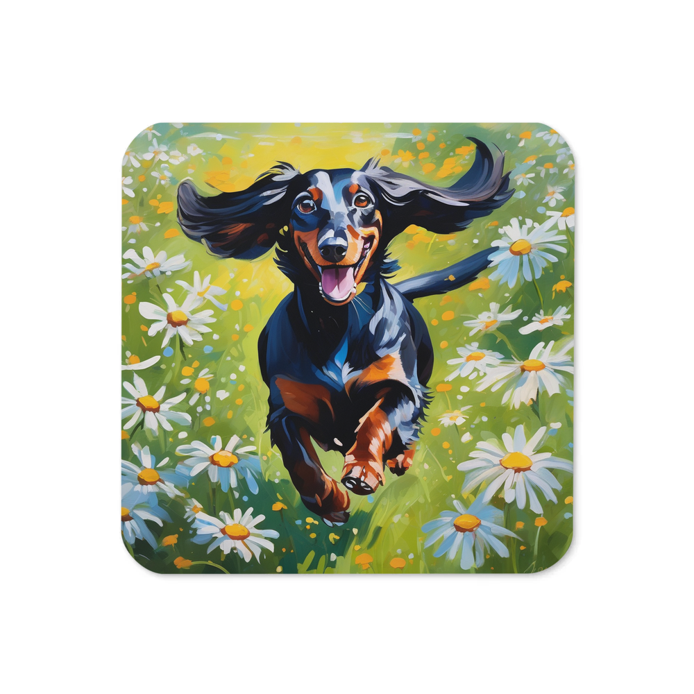 PugMug Custom Black Dachshund Coaster