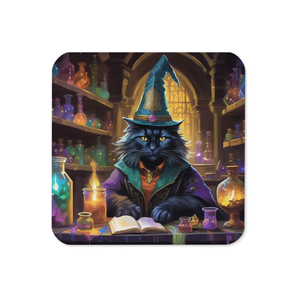 PugMug Custom Black Maine Coon Cat Coaster