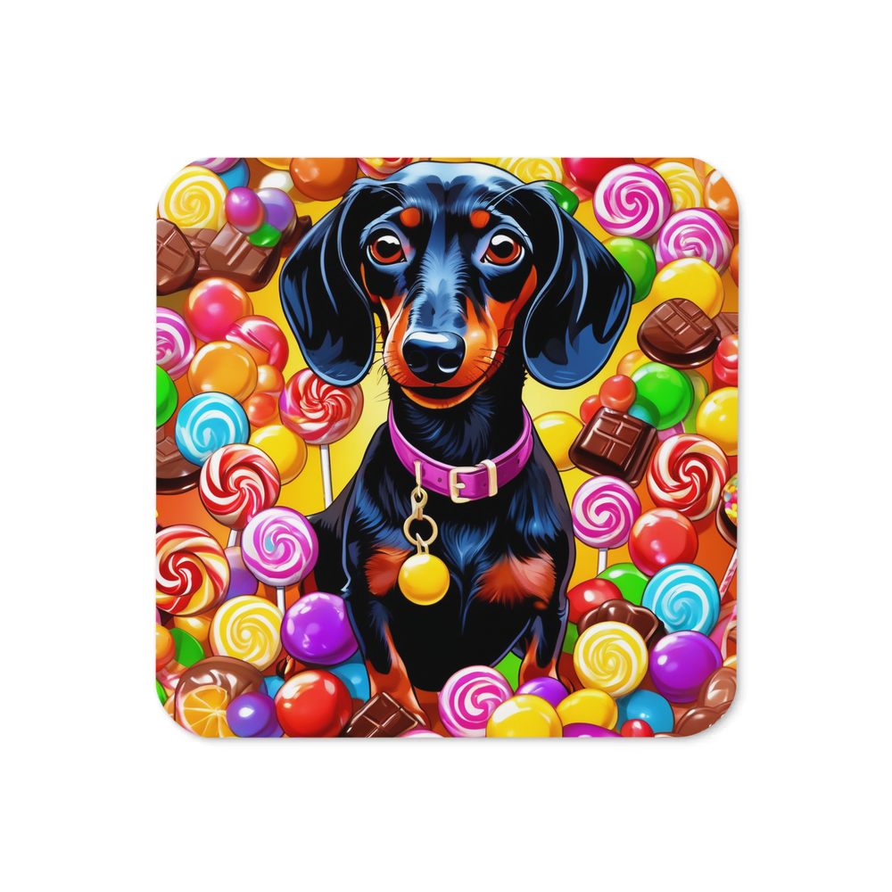 PugMug Custom Black Dachshund Coaster