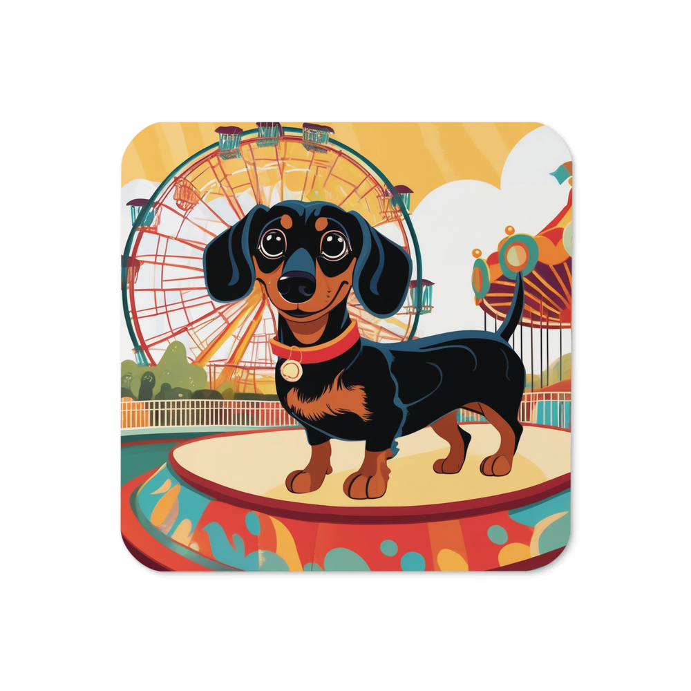 PugMug Custom Black Dachshund Coaster
