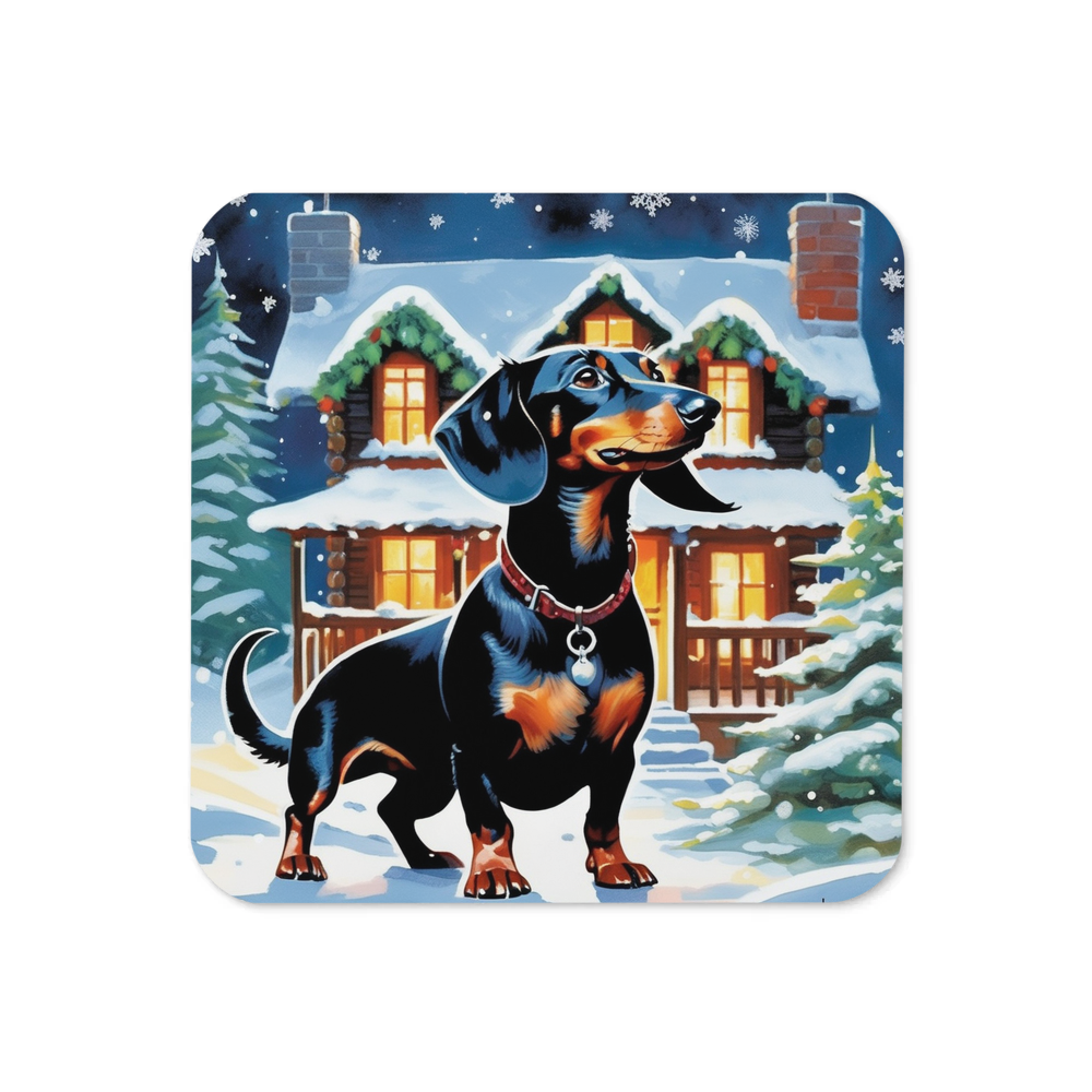 PugMug Custom Black Dachshund Coaster