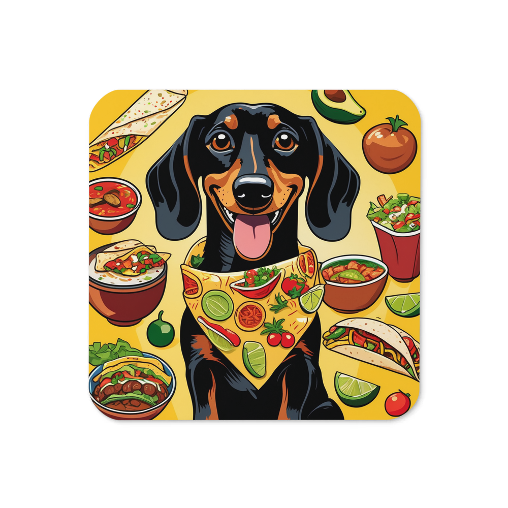 PugMug Custom Black Dachshund Coaster