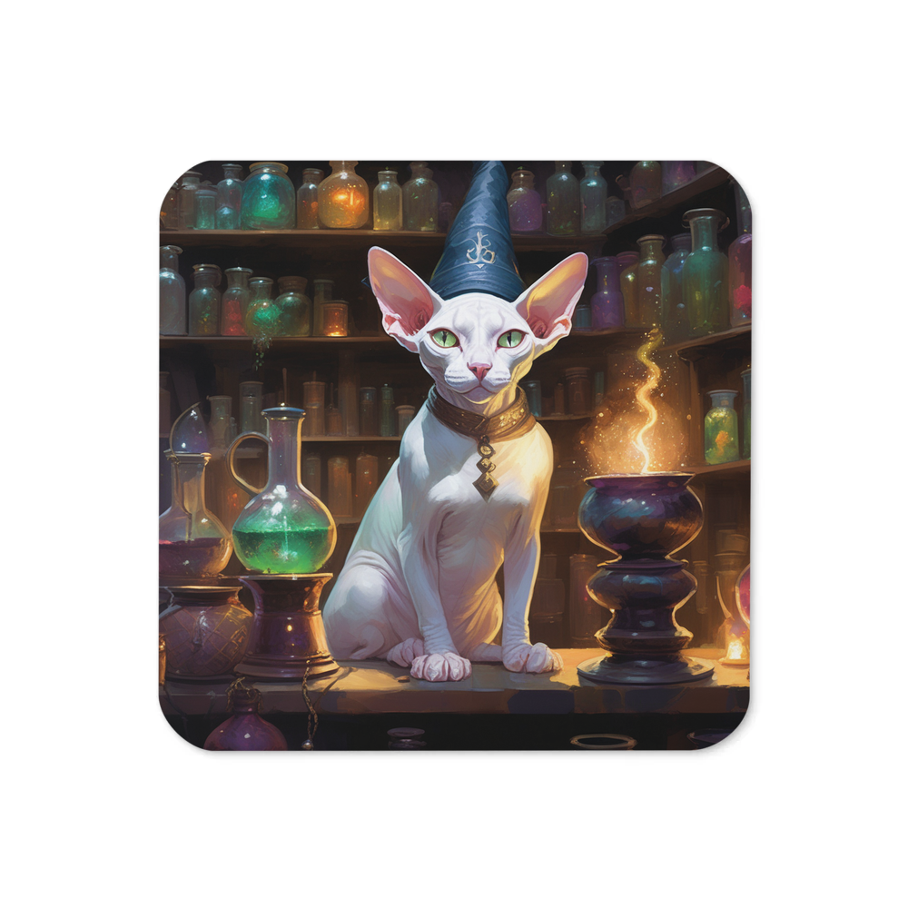 PugMug Custom White Sphynx Cat Coaster