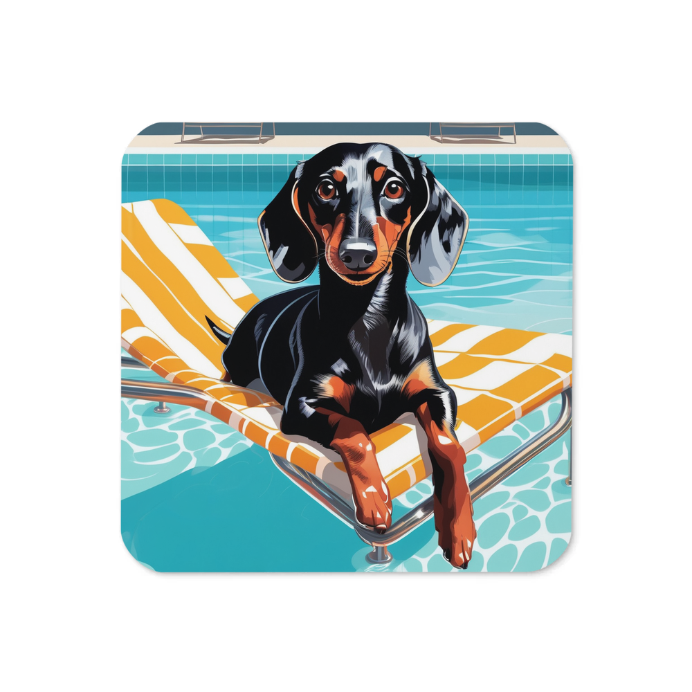 PugMug Custom Black Dachshund Coaster