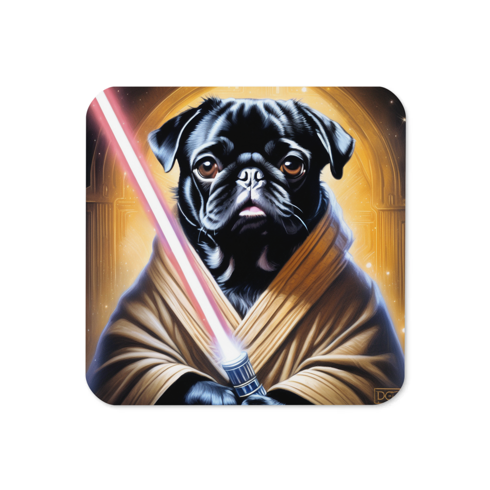PugMug Custom Black Pug Coaster