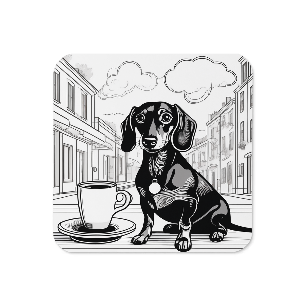 PugMug Custom Black Dachshund Coaster
