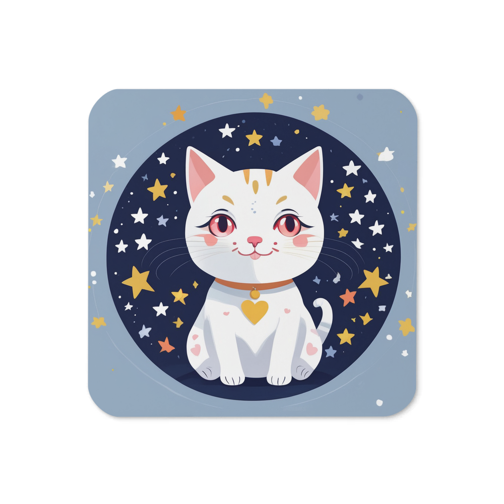 PugMug Custom White Companion Cat Coaster