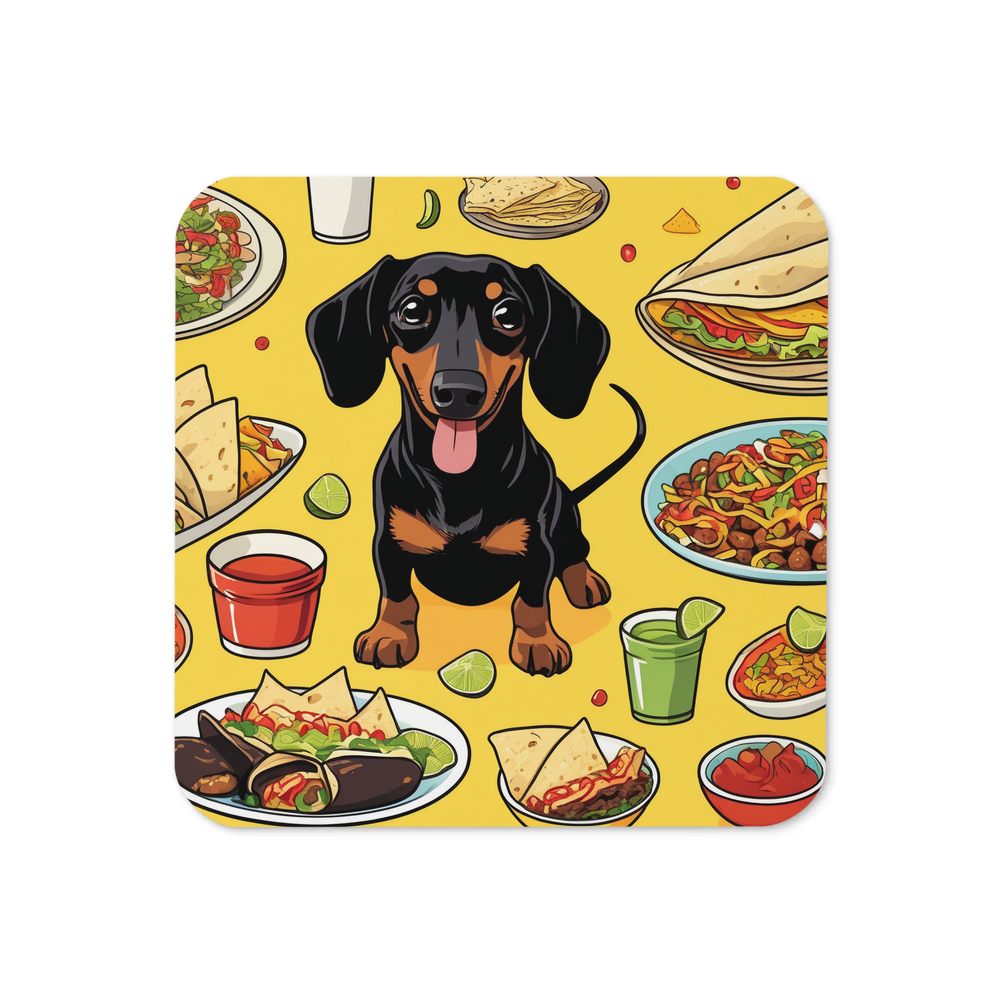 PugMug Custom Black Dachshund Coaster