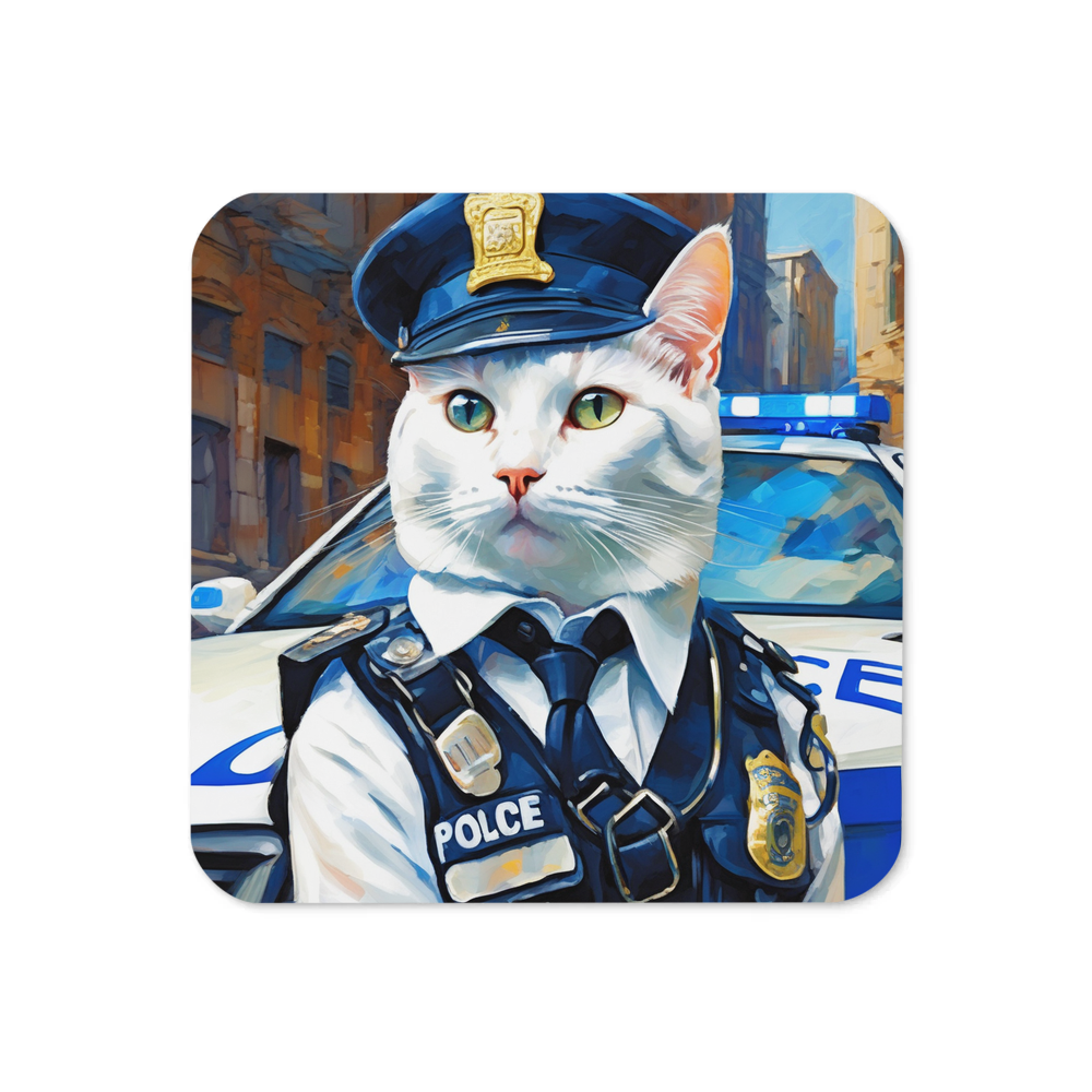 PugMug Custom White Companion Cat Coaster