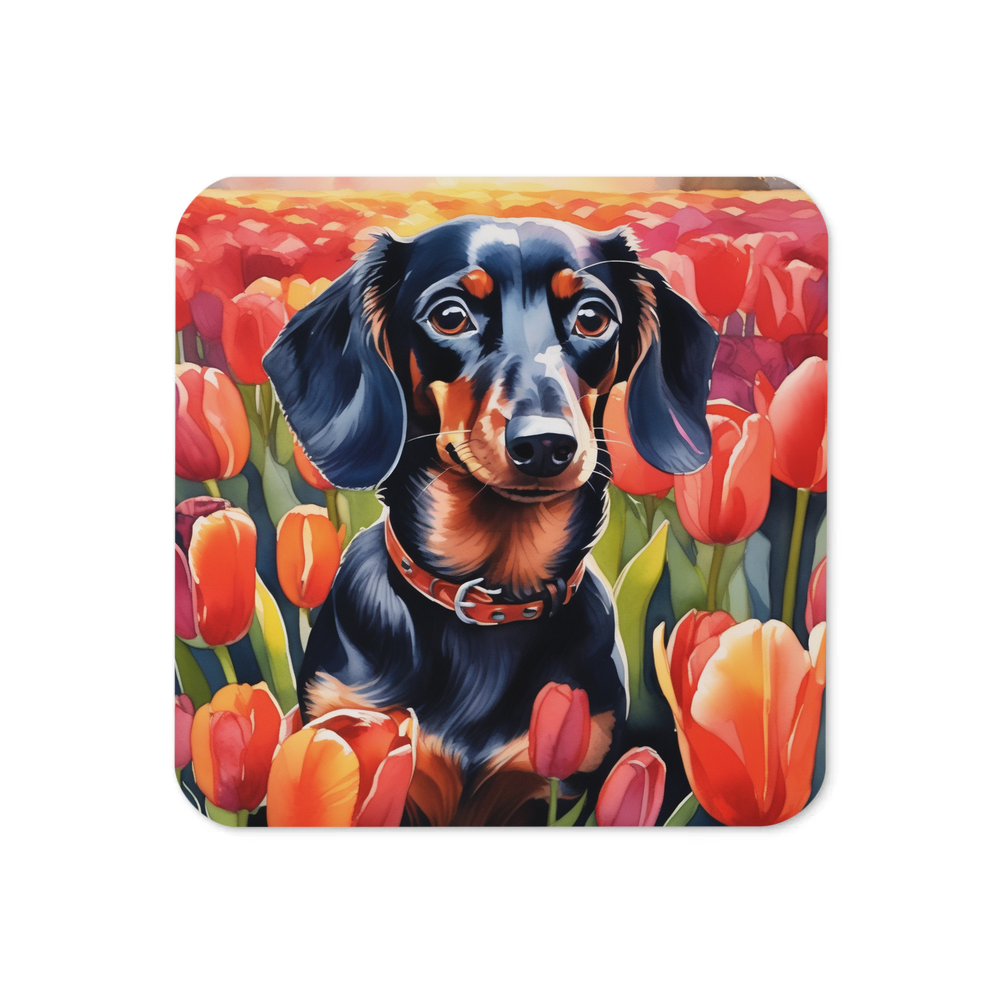 PugMug Custom Black Dachshund Coaster