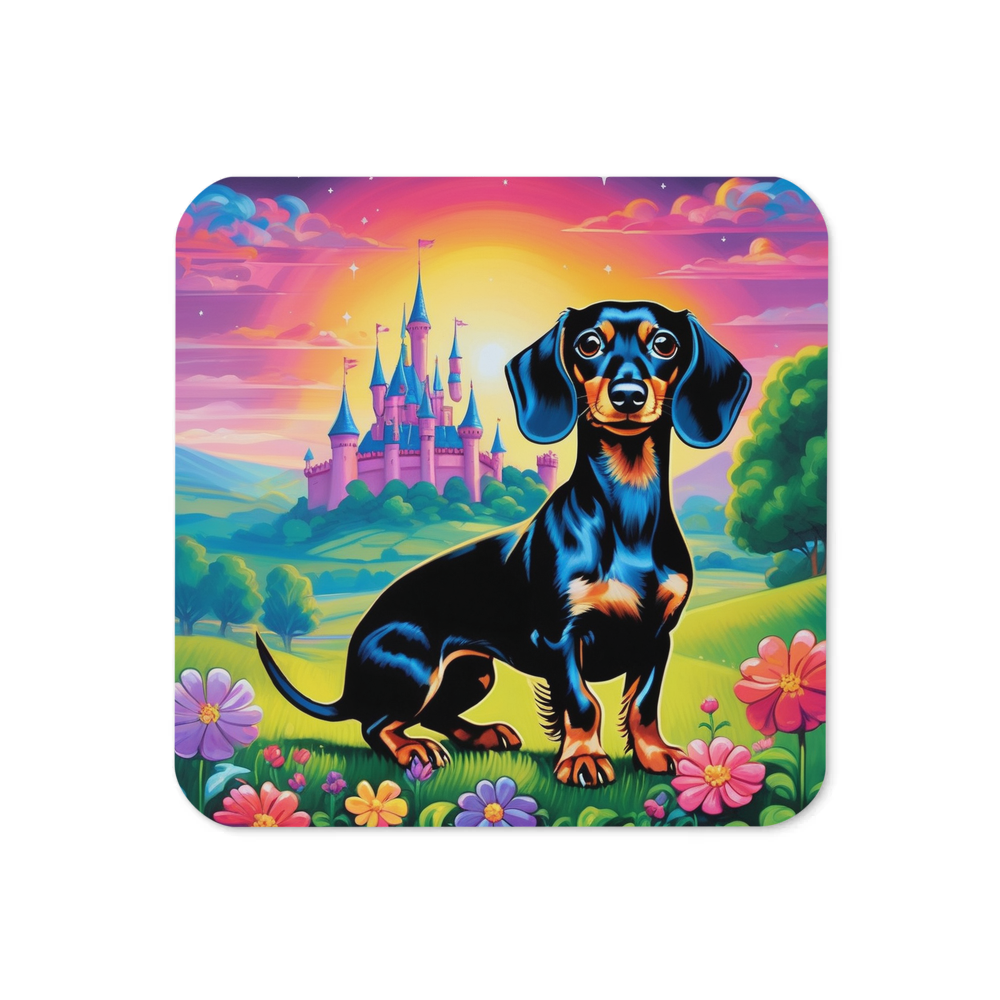 PugMug Custom Black Dachshund Coaster