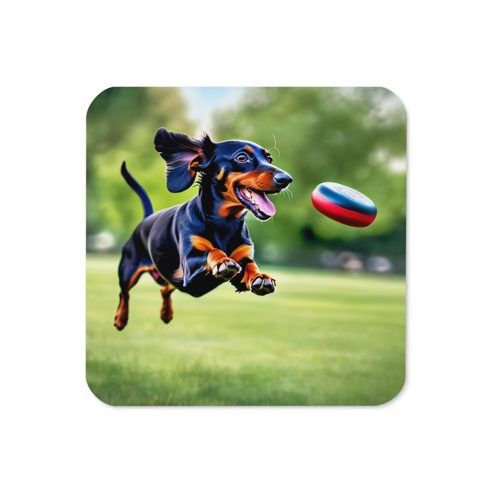 PugMug Custom Black Dachshund Coaster