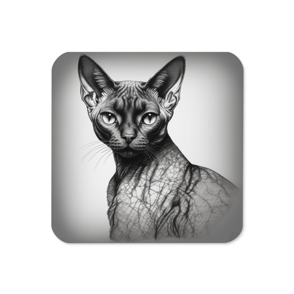 PugMug Custom Black Devon Rex Cat Coaster