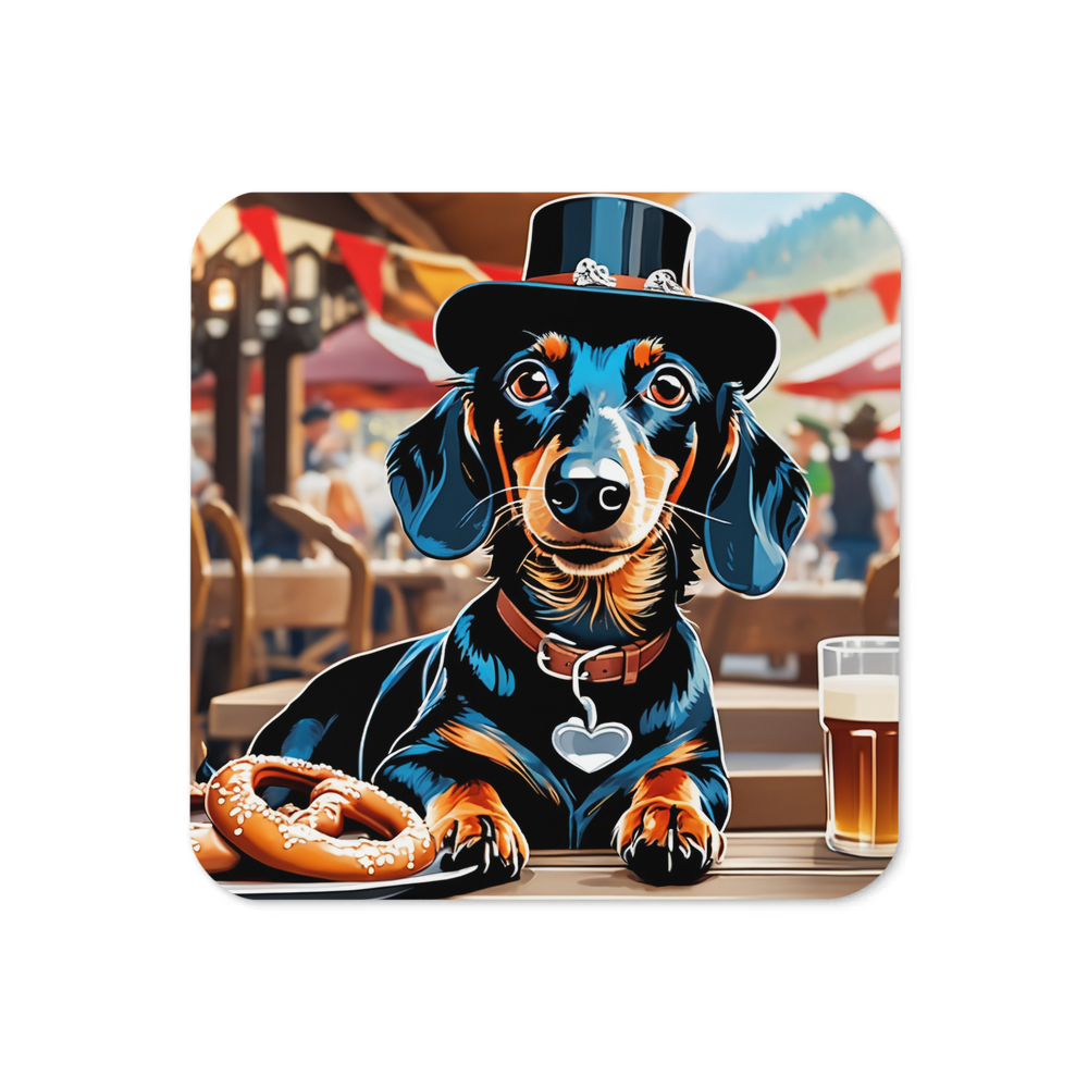 PugMug Custom Black Dachshund Coaster