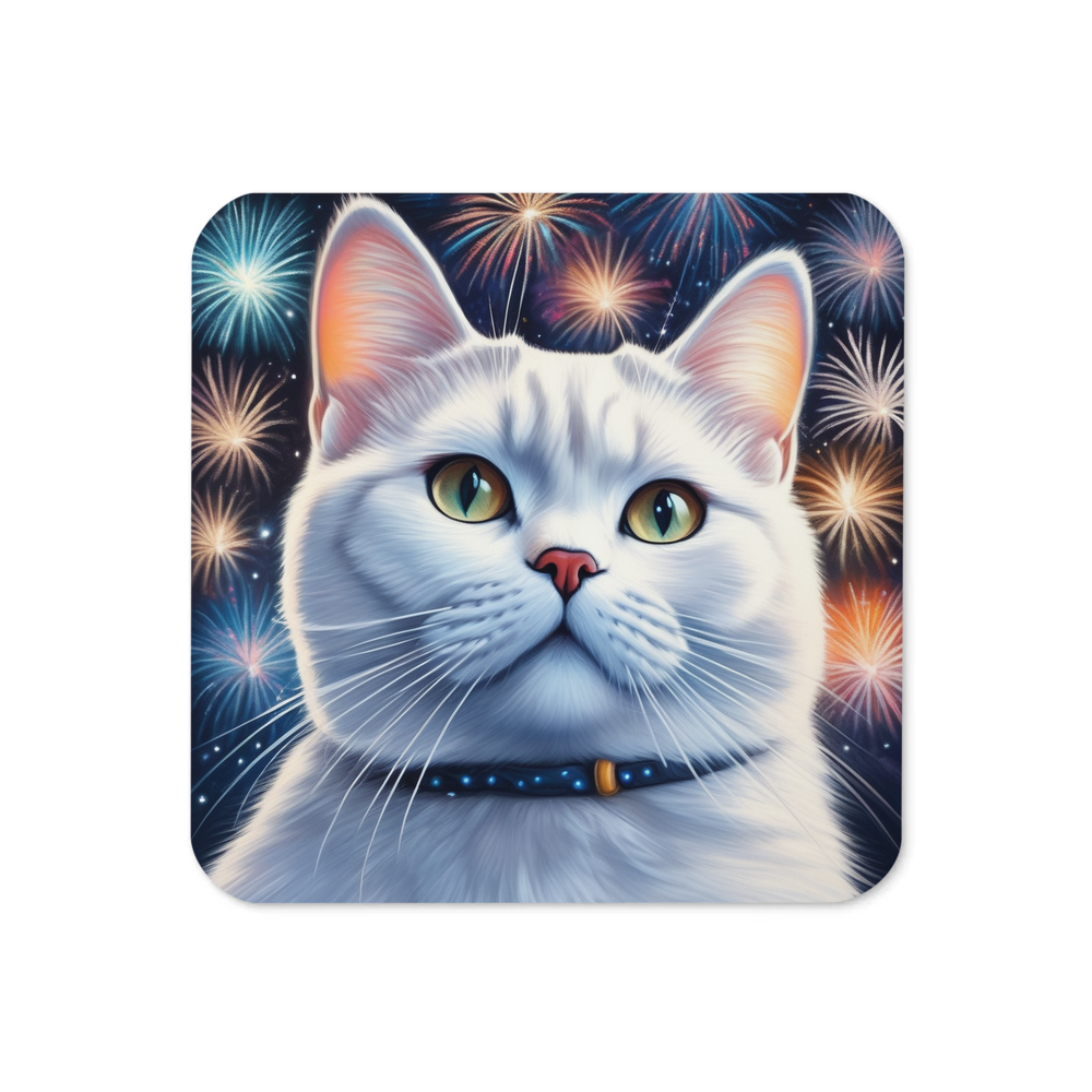 PugMug Custom White British Shorthair Cat Coaster