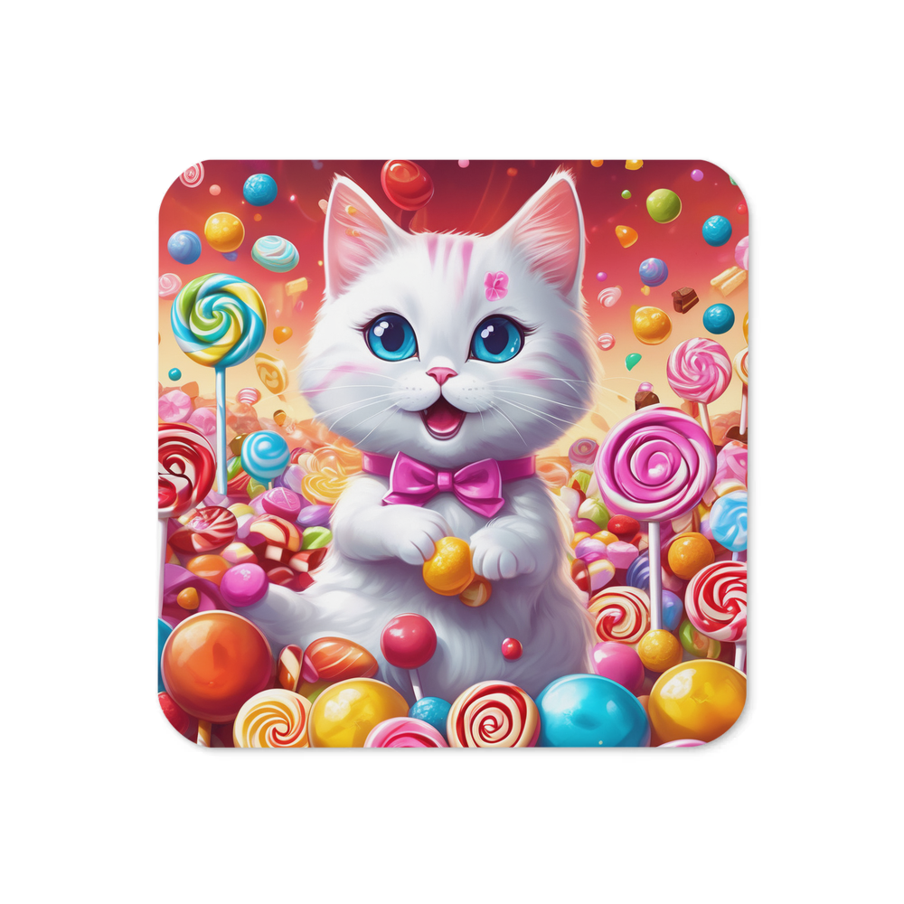 PugMug Custom White Companion Cat Coaster