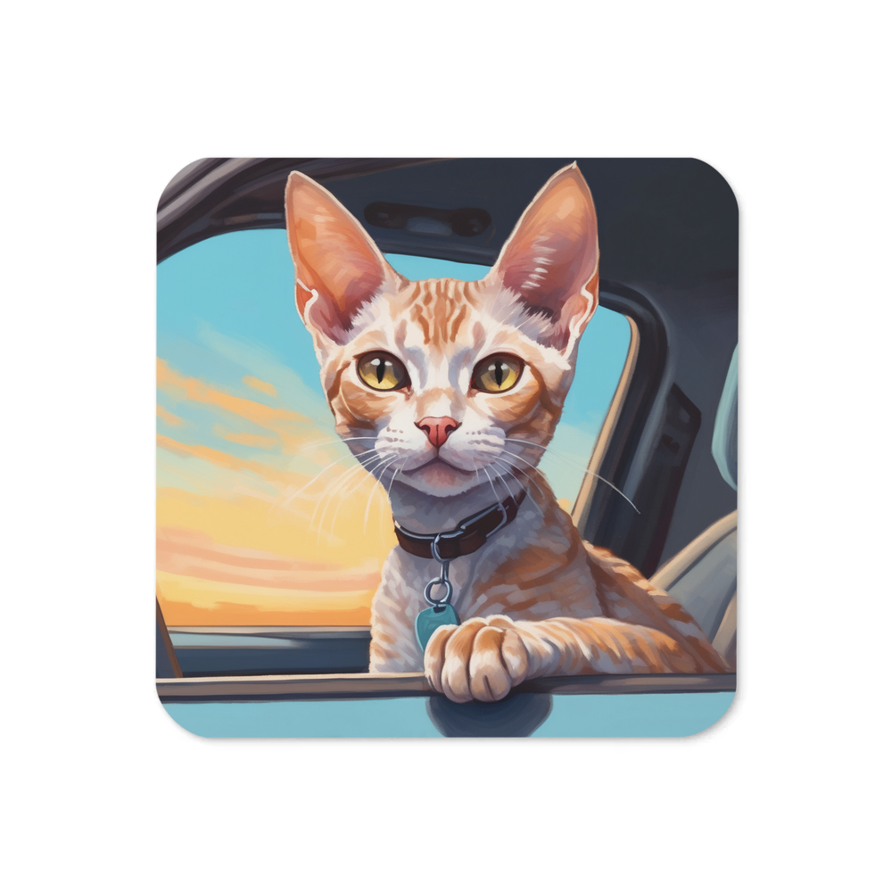 PugMug Custom Tabby Devon Rex Cat Coaster