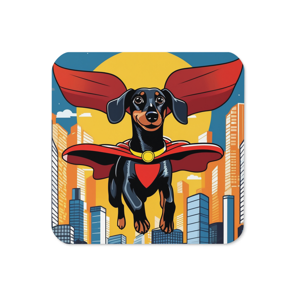PugMug Custom Black Dachshund Coaster