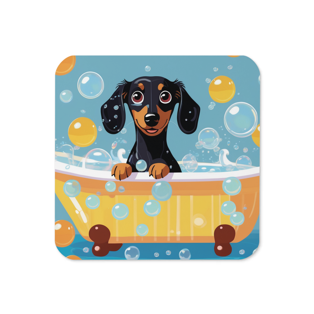 PugMug Custom Black Dachshund Coaster