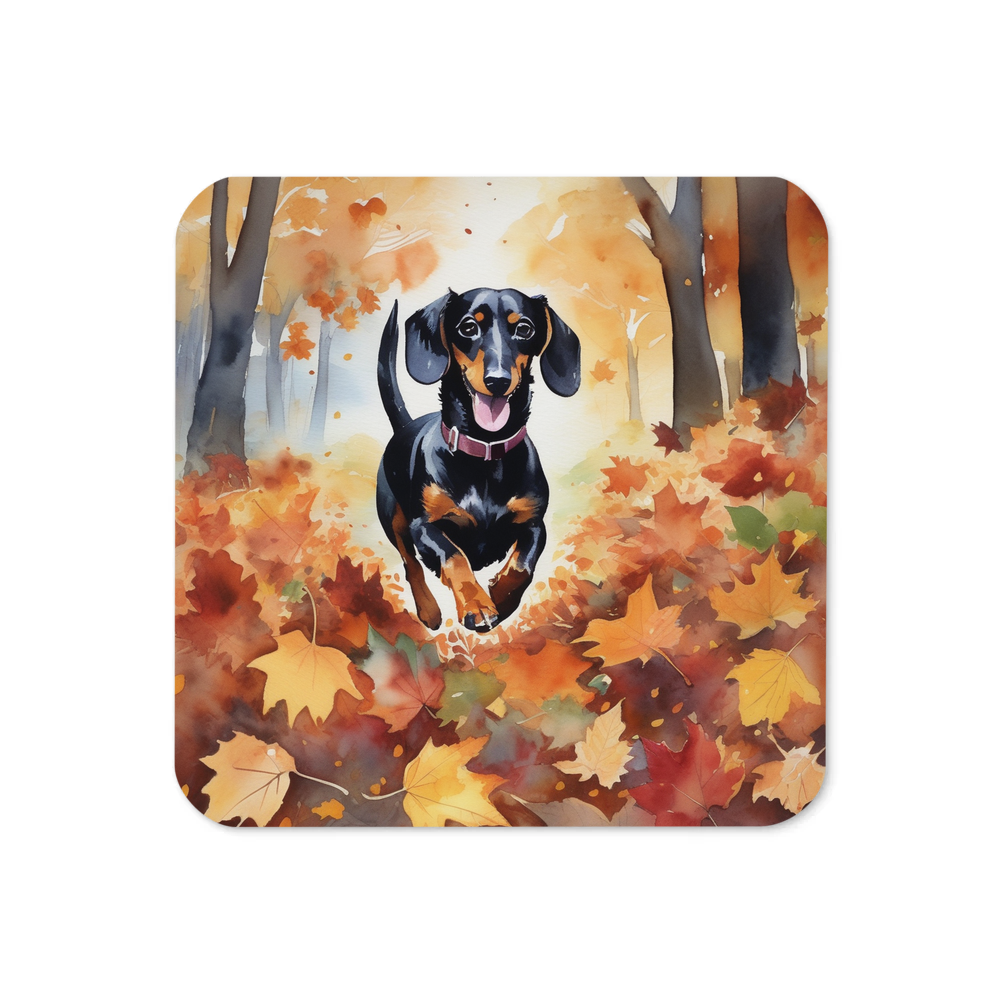 PugMug Custom Black Dachshund Coaster