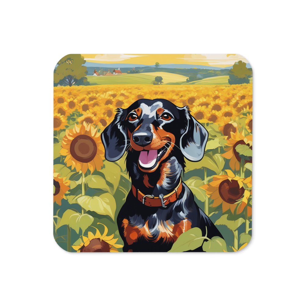 PugMug Custom Black Dachshund Coaster