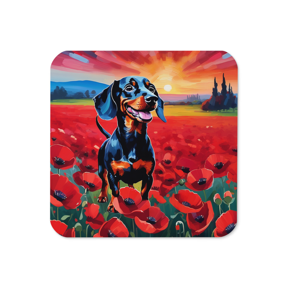 PugMug Custom Black Dachshund Coaster