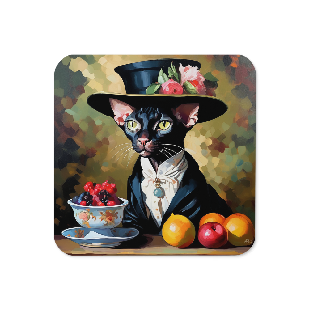 PugMug Custom Black Sphynx Cat Coaster