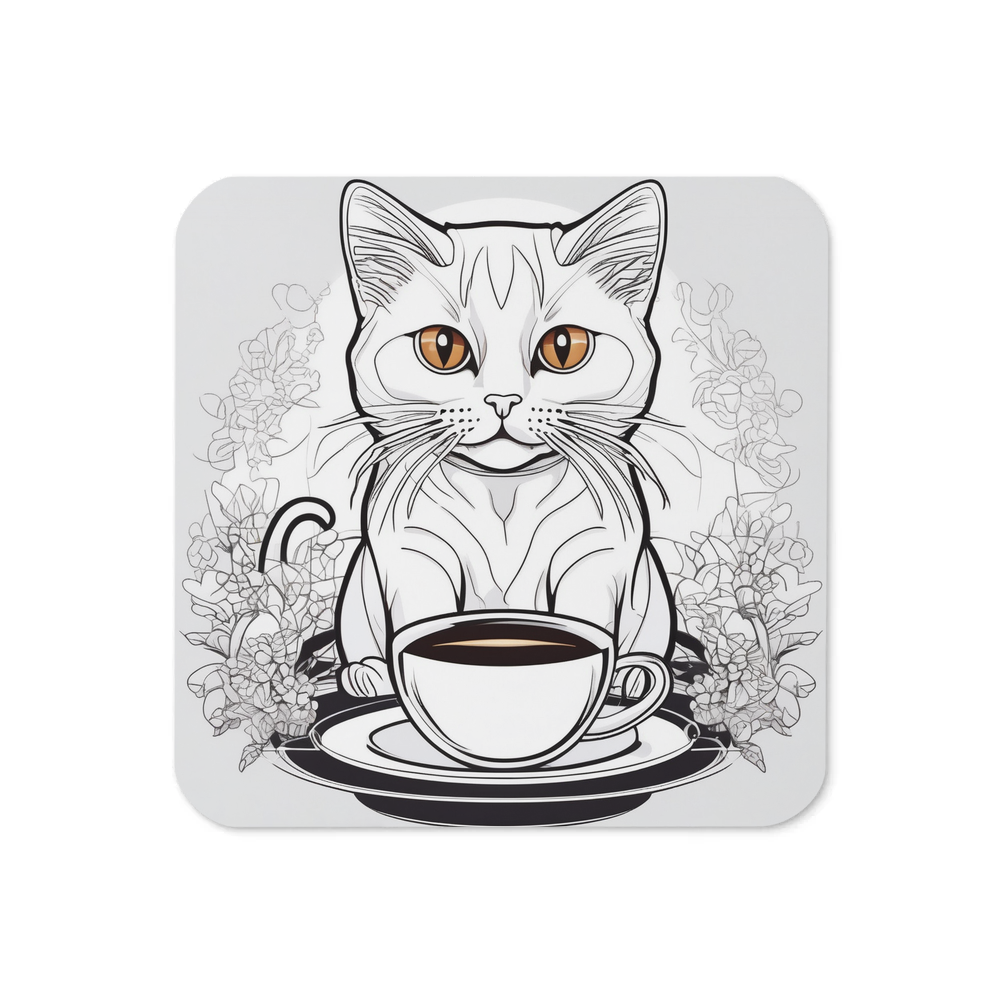 PugMug Custom White Companion Cat Coaster