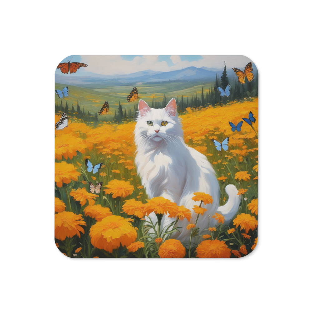PugMug Custom White Companion Cat Coaster