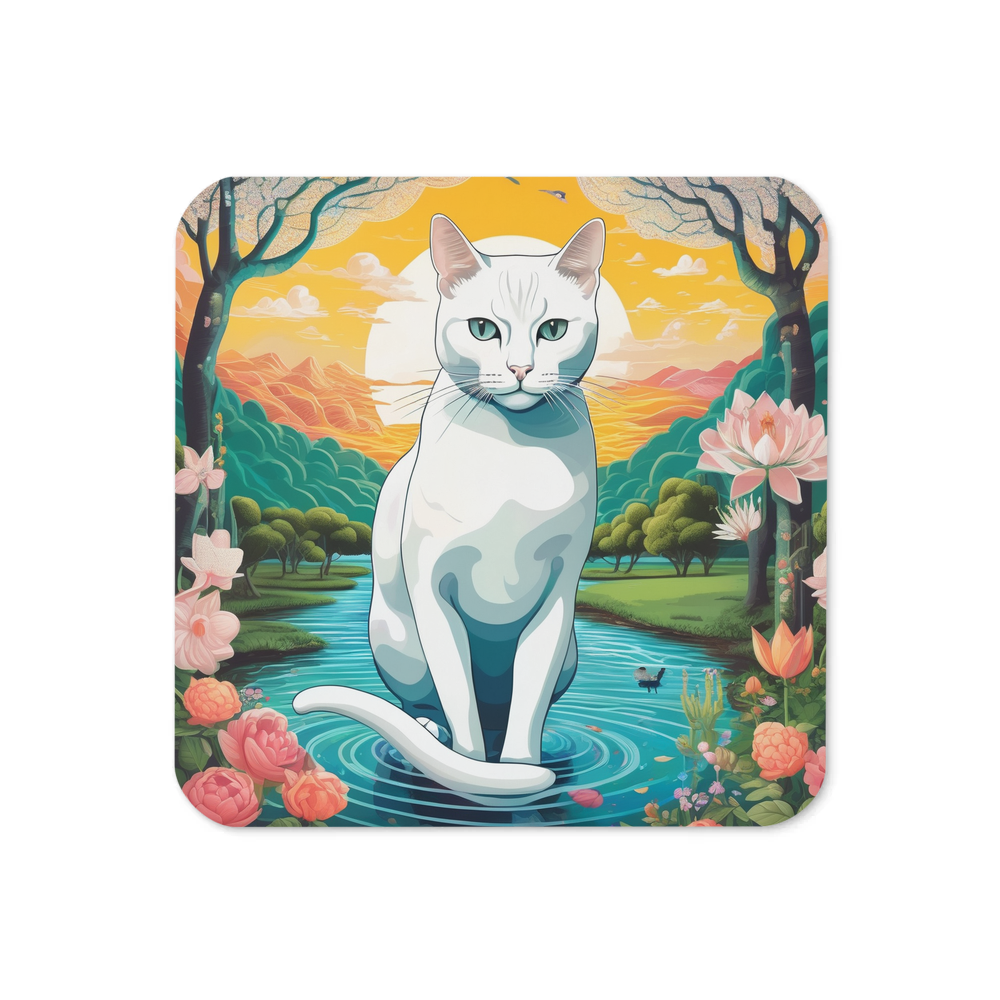 PugMug Custom White Companion Cat Coaster
