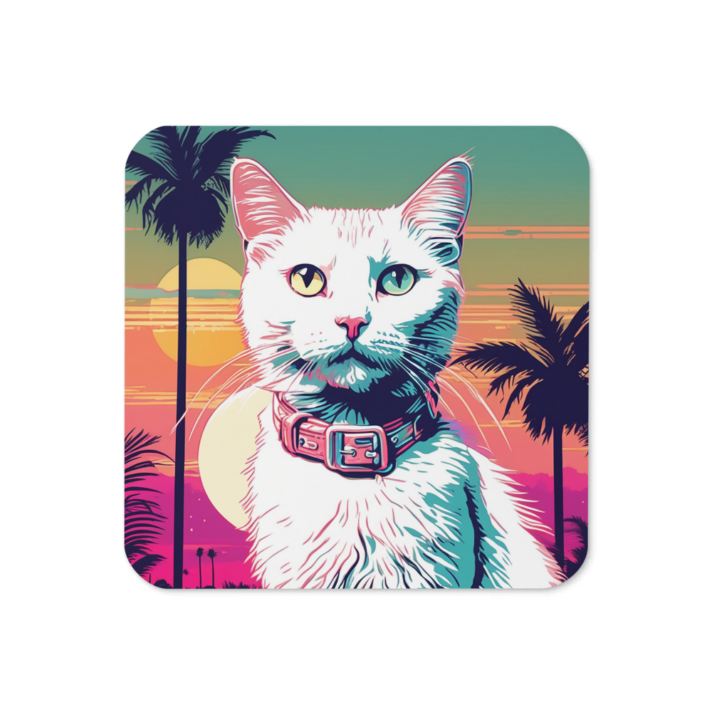 PugMug Custom White Companion Cat Coaster