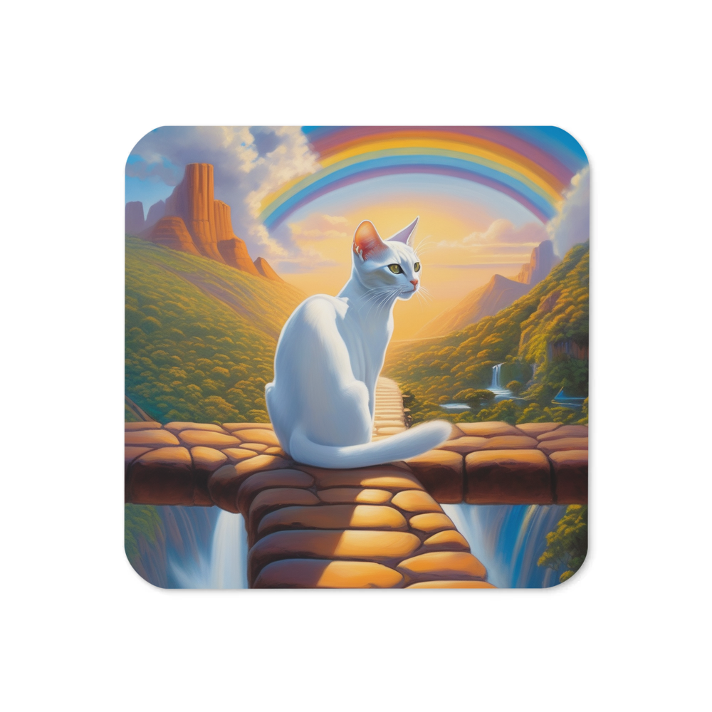 PugMug Custom White Abyssinian Cat Coaster