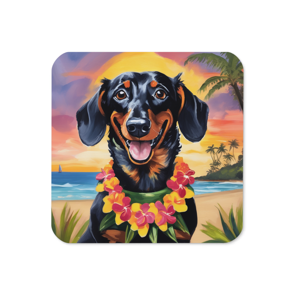 PugMug Custom Black Dachshund Coaster