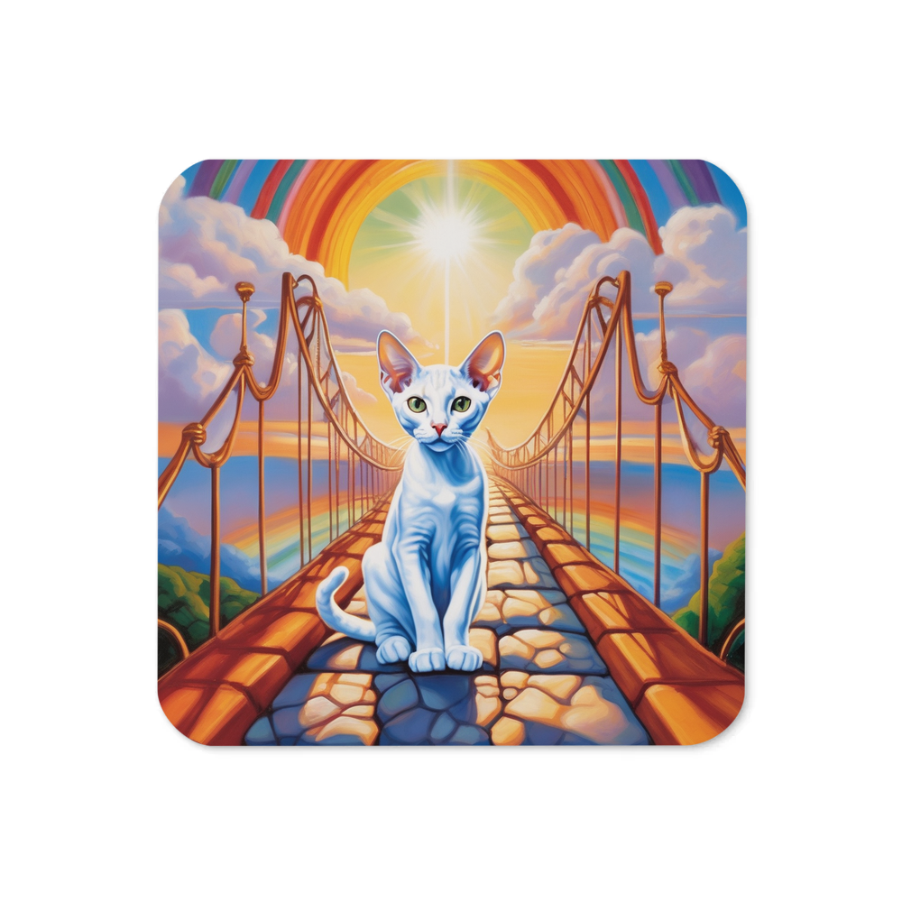 PugMug Custom White Devon Rex Cat Coaster