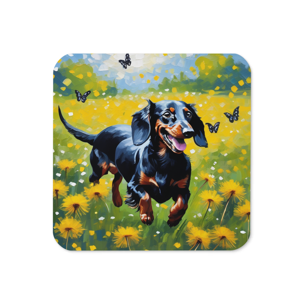 PugMug Custom Black Dachshund Coaster