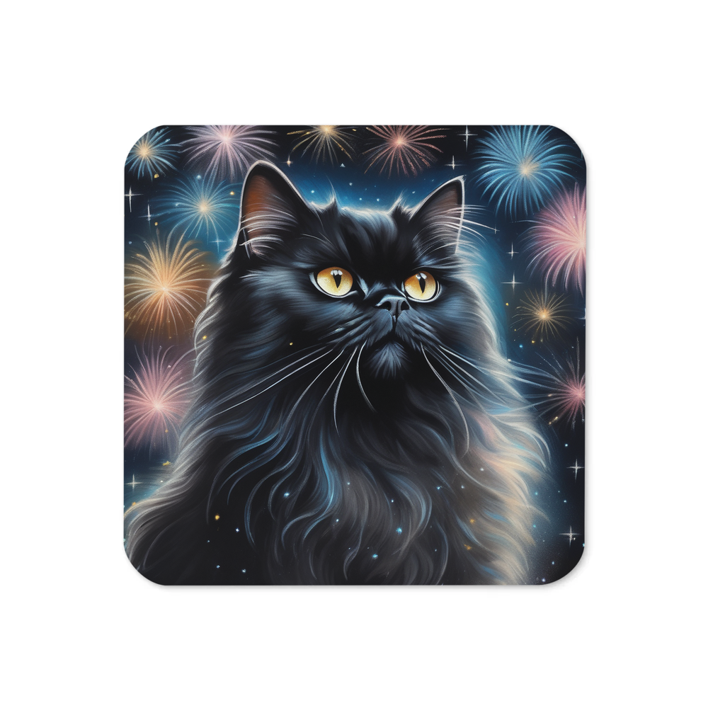 PugMug Custom Black Persian Cat Coaster