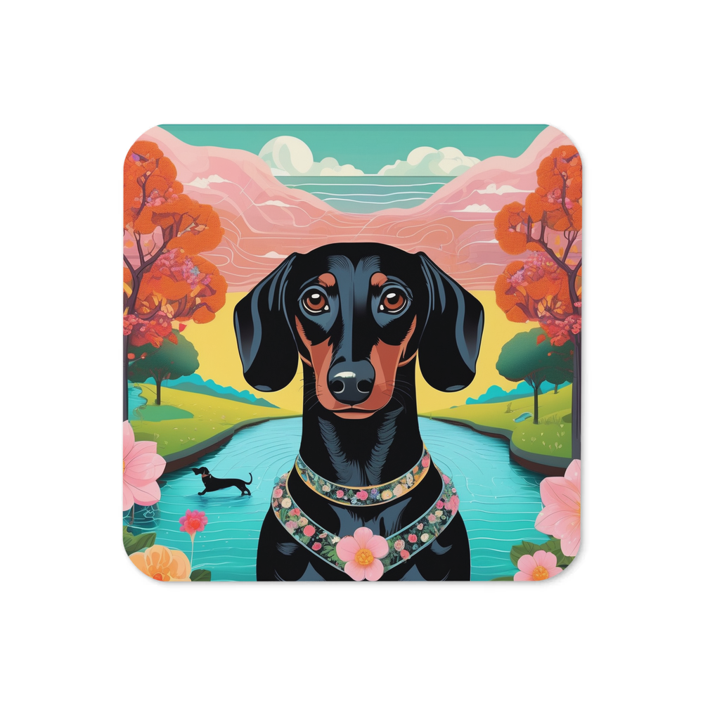 PugMug Custom Black Dachshund Coaster