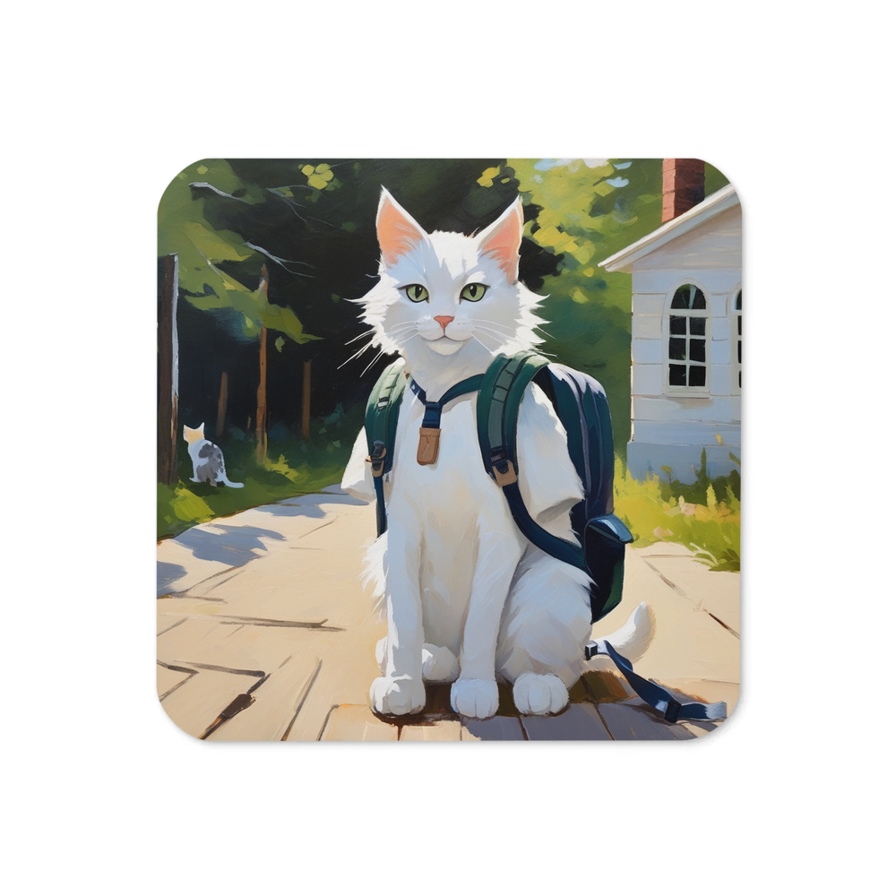 PugMug Custom White Companion Cat Coaster