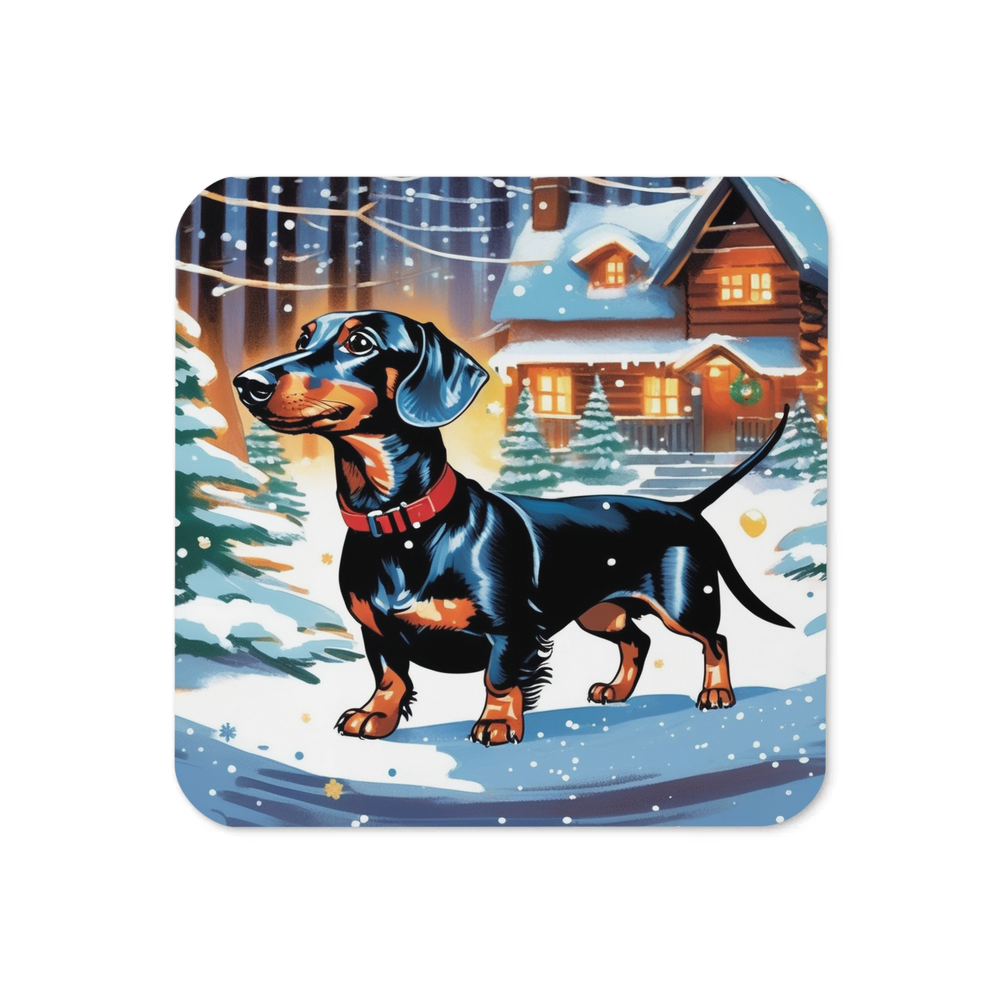 PugMug Custom Black Dachshund Coaster