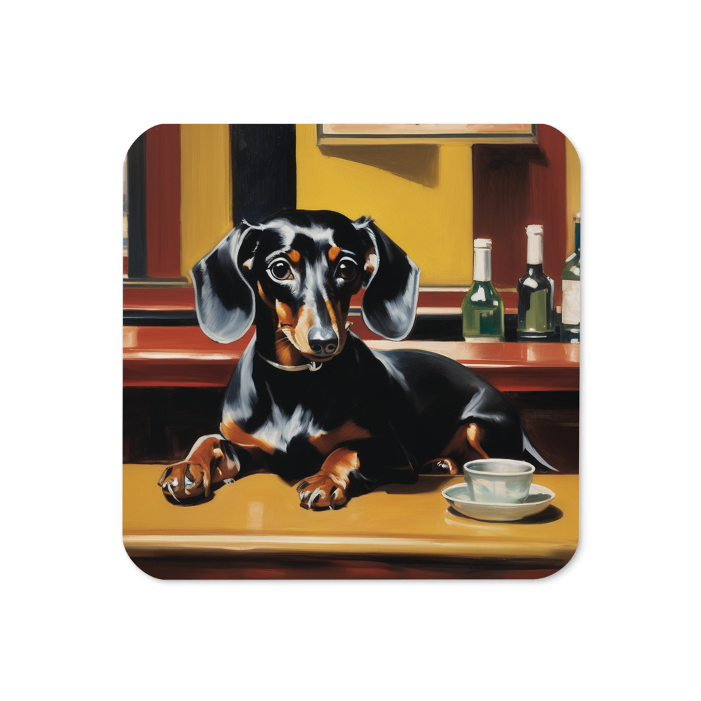 PugMug Custom Black Dachshund Coaster