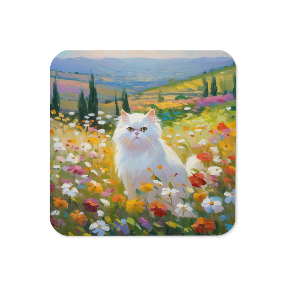 PugMug Custom White Persian Cat Coaster