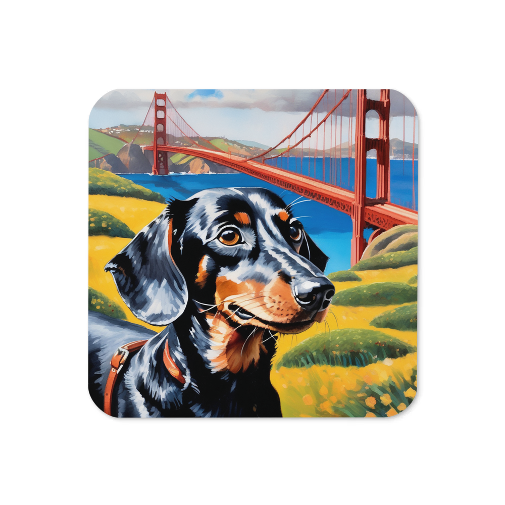 PugMug Custom Black Dachshund Coaster